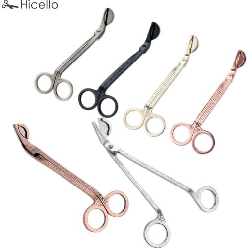 1pc Candle Wick Trimmer Stainless Steel Candle scissors trim wick Cutter Snuffers semicircular 18cm Black Rose Gold Silver Bron