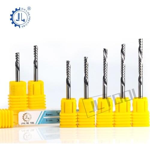 1pc Single Flute left Spiral end mill CNC end mill down cut For MDF cord wood Carbide Milling cutter down cut End Mill