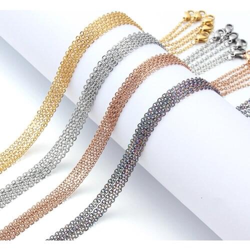 10pcs/lot Stainless Steel 1.5/2mm Necklace Chains Steel Black Gold Rose Gold Multicolor Color Flat Chain for DIY Jewelry Making