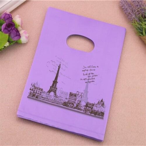 2017 New Style Wholesale 100pcs/lot 15*20cm Luxury European Style Eiffel Tower Gift Packaging Bags Plastic Shopping Bags