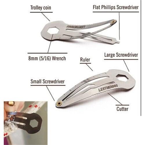 5Pcs Multifunction Hairpin Hair Clip Ruler Cutter Screwdriver EDC Gear Keychain 8 In 1 Pocket Utility Survive Tool