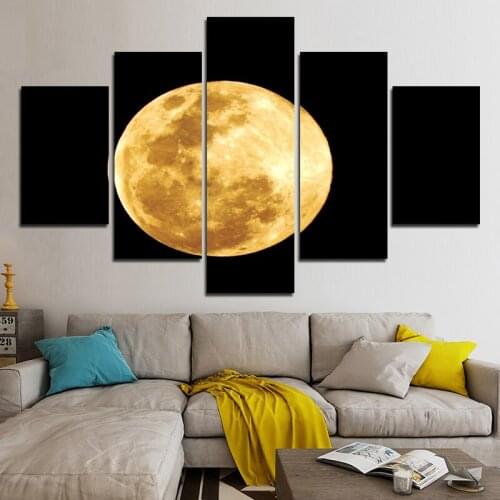 5 Pieces Universe Moon Art Canvas Painting Murals Home Decoration Aviation Poster and Print HD For Living Room Wall Background