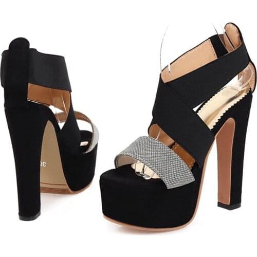 Fashion Sexty Women Ladies Wedding Party gladiator Stiletto Super High Heels 15Cm Sandals Front Platform 5Cm Pumps Shoes D-8