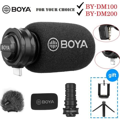 BOYA BY DM100 DM200 A7H Digital Condenser Stereo Mic Microphone for iPhone Samsung Type C Android Phones iPad iPod 3.5mm