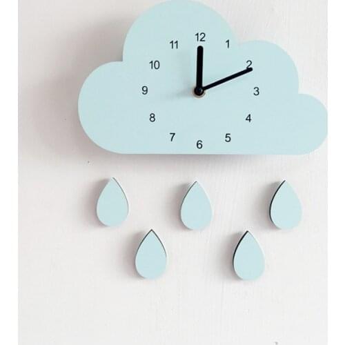 New Nordic Style Clock Wall Home Cloud Water Droplets Elephant Shaped Mute Clock Childrens Room Wall Decoration