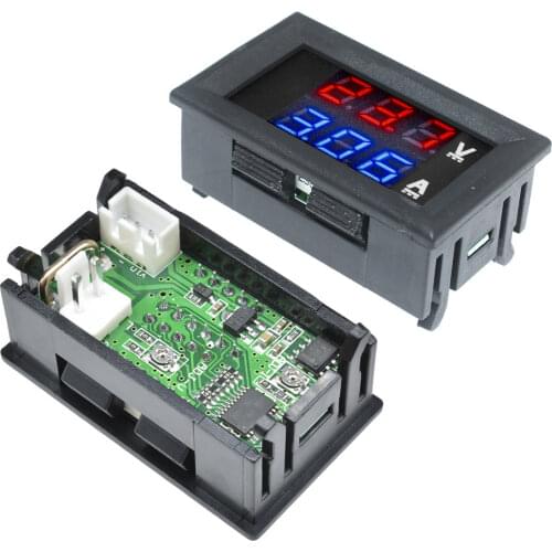 0.56" Mini LED Digital Voltmeter Ammeter DC 100V 10A Panel Amp Volt Voltage Current Meter Tester Blue + Red Dual LED Display