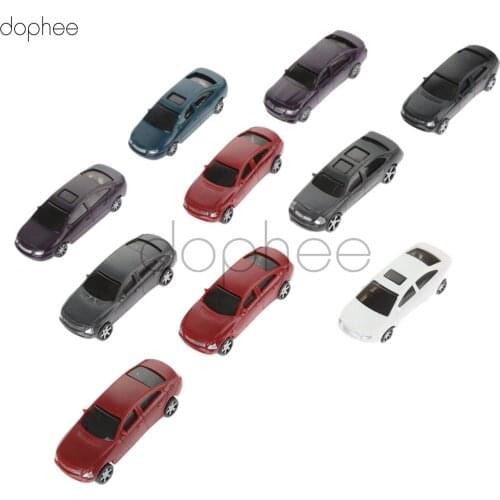 Dophee 10pcs 1:75 1:100 Model car architectural ABS plastic scale model car for train layout