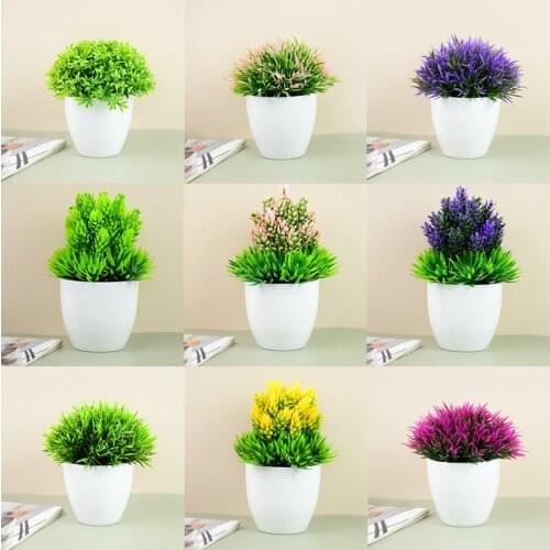 Artificial Plants Potted Bonsai Green Small Tree Fake Flower Potted Ornament Home Room Garden Office Desk Decor Hotel Decorative