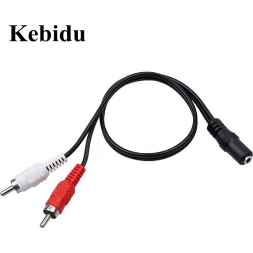 Kebidu 5PCS/lot 3.5mm Stereo Audio Female Jack to 2 RCA Male Socket to Headphone RCA Y Audio Line Adapter Cable