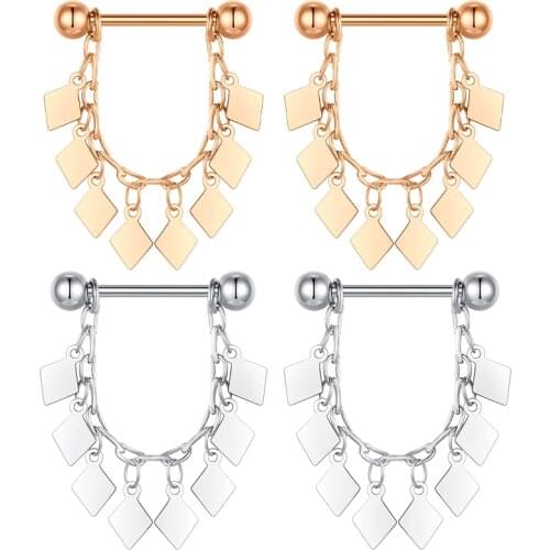 1 Pair 14G Nipple Rings Piercing for Women Nipplering Piercing Set Barbell Chain Body Jewelry