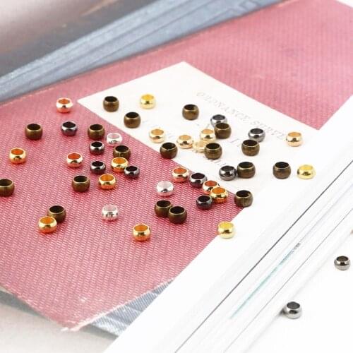 New 100-500pcs Copper Crimp End Beads Dia 1.5 2 2.5 3 3.5 4MM spacer beads for Bracelet DIY Jewelry Making Accessories Supplies