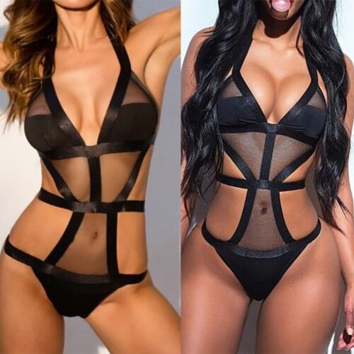 Bikini Sling Three-point Siamese Bathing Suit Open Back 1 Piece Swimwear, Bikini Sling V-neck Bathing Suit for Women