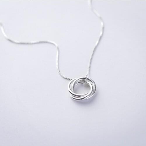 Minimalist Geometric 925 Sterling Silver Three Round Circle Pendants Necklaces for Women Jewelry Silver Choker collares bijoux