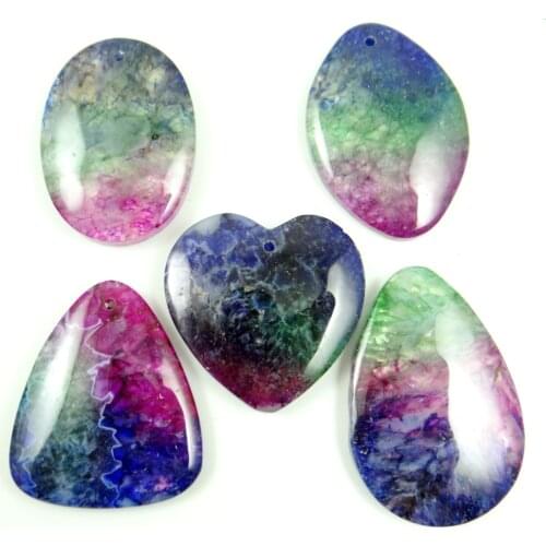 Natural stone Brazil Agates Quartz Crystal tiger eye Water drops geode Pendants for diy Jewelry making Necklace Accessories8PCS