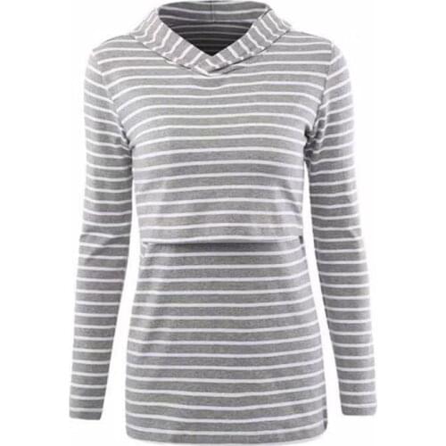 Casual Women Long Sleeve T-Shirt Maternity Tops Breastfeeding Tops Ladies T-Shirt Loose Mom Pregnancy Loose Clothes Mommy