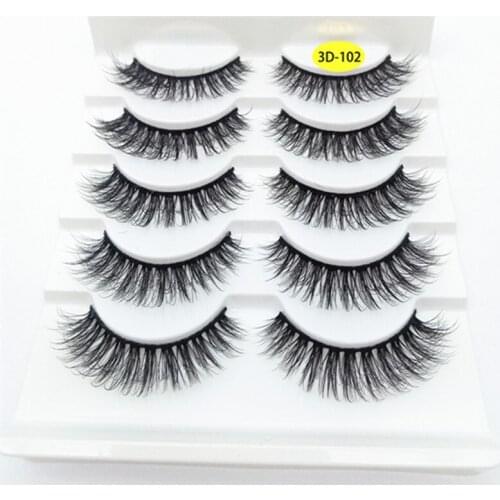 5pairs 100% Real Mink Lashes 3D Natural False Eyelashes Mink Lashes Soft Eyelashes Extension Makeup Kit 2019 NEW