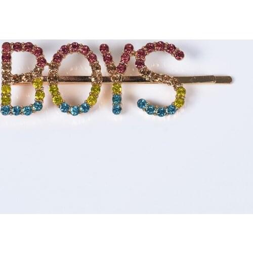 Luxury Crystal BOYS Letter Hairpins For Women Girls Hair Accessories Lovely Barrettes Headwear Fashion Pearl Hairpin Hair clips