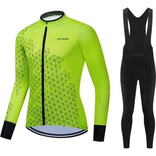 SALEXO Autumn Team blue Long Sleeve Jersey race cycling jersey bicycle slim cycling clothes Italy mesh fabric sleeve