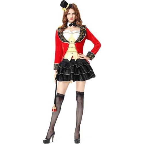 Sexy Circus Leader Ringmaster Magician Costume Women Funny Cosplay Masquerade Clown Outfit Dovetail Coat For Ladies Halloween