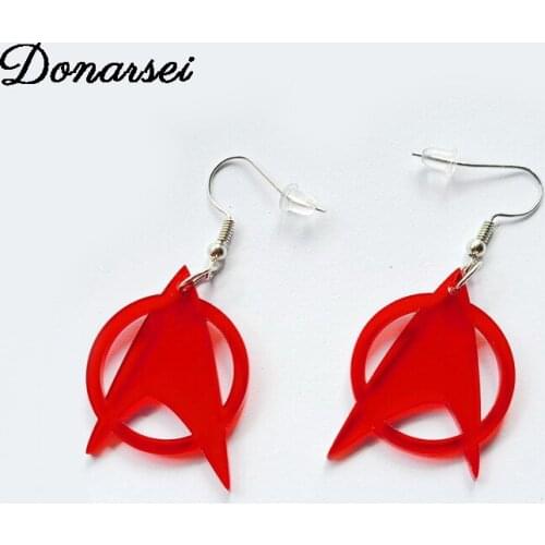 Donarsei Simple Red Color Universe Starry Sky Drop Earrings Cute Geometric Dangle Earrings