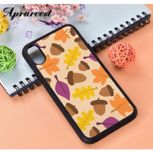 Aprarvest Autumn Leaf Pattern Silicone Rubber Phone Case Cover For iPhone 6 6S 7 8 PLUS X XS XR 11 12 MINI PRO MAX