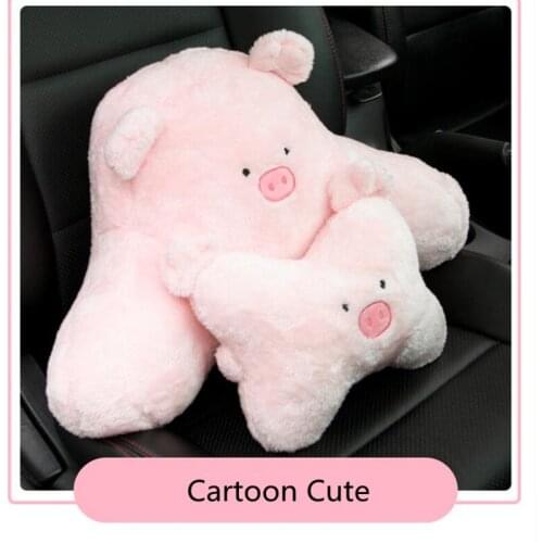 Cute PIg Car Cushion Lumbar Pillow Creative Pink Pig Lumbar Support Pillow Headrest Piillow