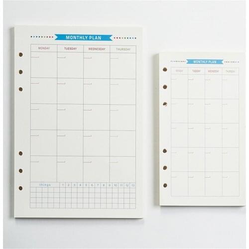 40 Sheets A5/A6 6 Ring Binder Refills Notebook Inner Pages Weekly Monthly Planner To Do List Loose Leaf Binder Kawaii Stationery