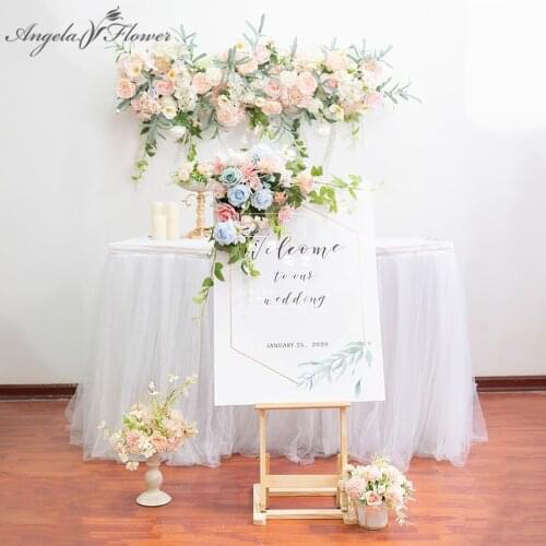 Wedding decor welcome sign creative road lead artificial corner flower row Christmas photography props home door DIY silk wreath
