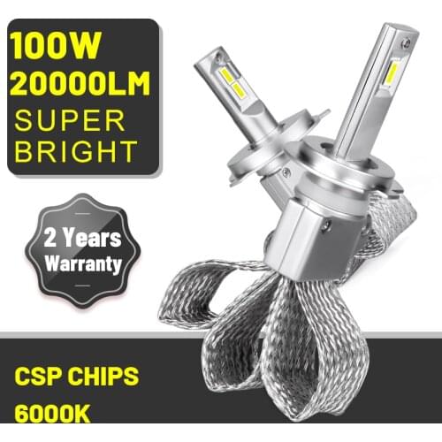 Carlitek H1 LED Headlamp Fanless 20000LM High Bright CSP Chips LED H7 H11 H4 H8 H9 9005 9006 HB3 HB4 Copper Strips Cooling Bulbs