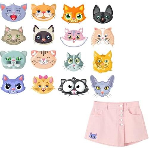 16Pcs/Set Cartoon Animal Set Iron On Transferheat Transfer Diy Accessory Iron On Clothes Fashion Stickers Patches