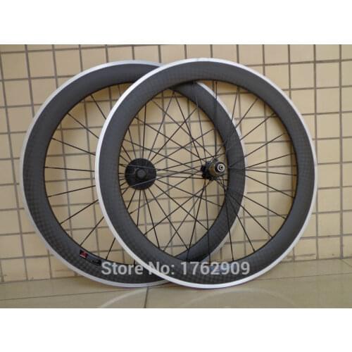 1pair New 700C 60mm clincher rim Road bike matte 12K carbon fibre bicycle wheelset with alloy brake surface aero spoke Free ship