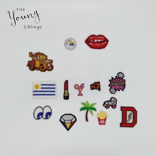 High quality Kids Hot melt adhesive Applique Embroidery patches stripes Sewing DIY Badges Craft Clothing Accessories C5014-C5038