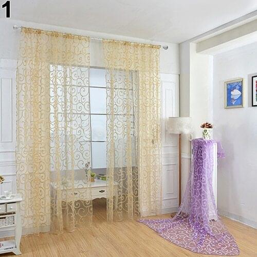 Europe and American Style Romantic Floral Vine Voile Tulle Door Window Curtain For Living Room Window Drapes Sheer Voile Curtain
