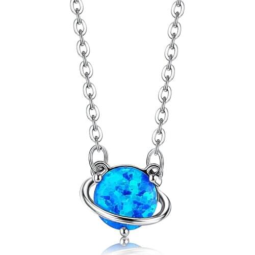 ZEMIOR S925 Sterling Silver Necklace For Women Blue Planet Pendent Necklace Beautiful Small Globe Life Joy Gifts Fine Jewelry