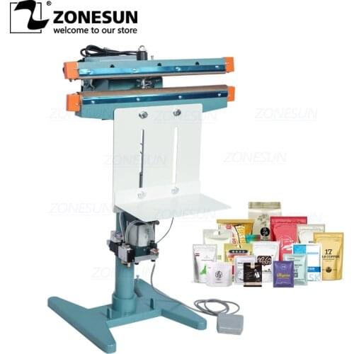 ZONESUN ZS-FK350D Pneumatic Foot Pedal Heat Sealing Machine Aluminum Foil Plastic Bag Heating Sealer Food Beverage Machinery