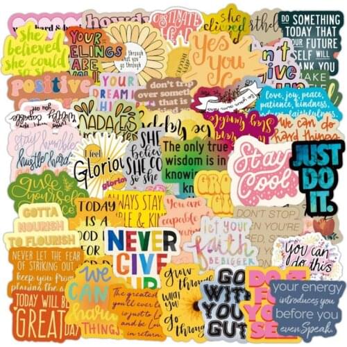 10/30/50PCS Inspirational English Alphabet Graffiti Car Laptop Water Cup Skateboard Guitar Waterproof Sticker Wholesale