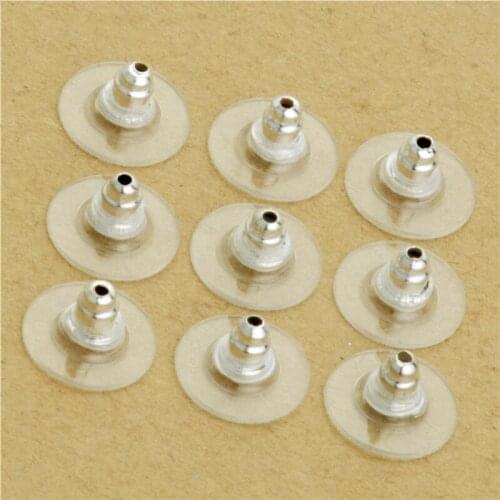 100pcs Earrings Back Stopper Bullet Shape Ear Post Plug Stud Earrings Ear Nut With Clear Plastic Pads Findings Brincos Beads