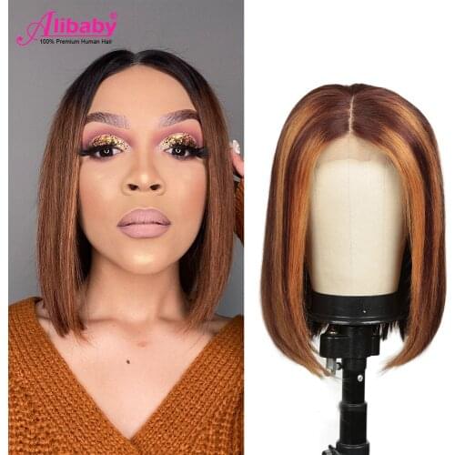 13X4 Short Straigh Bob Lace Front Wigs Human Hair 150 Density Lace Closure Bob Wigs Glueless Brazilian Remy Pre Plucked Alibaby