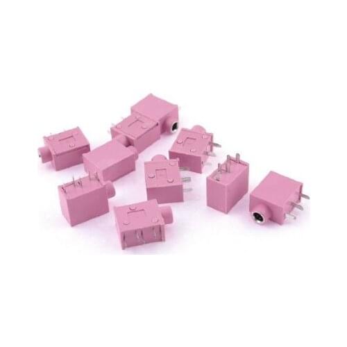 20pcs pink 5 PIN 3.5MM Stereo Headphones Socket PC PCB Panel Mount Soldering adapter Audio Replacement