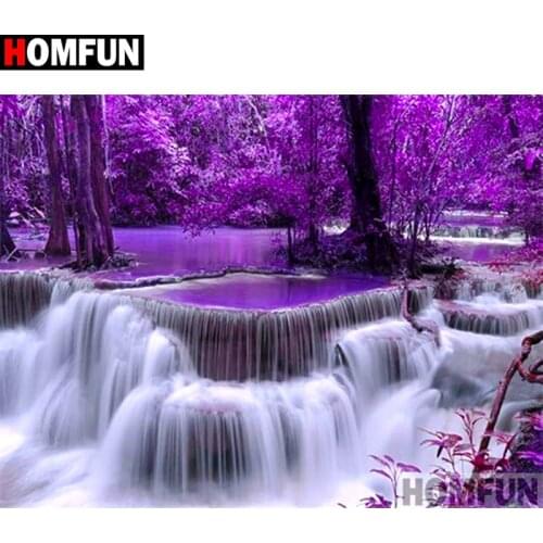 HOMFUN Full Square/Round Drill 5D DIY Diamond Painting "Waterfall scenery" Embroidery Cross Stitch 3D Home Decor Gift A16934