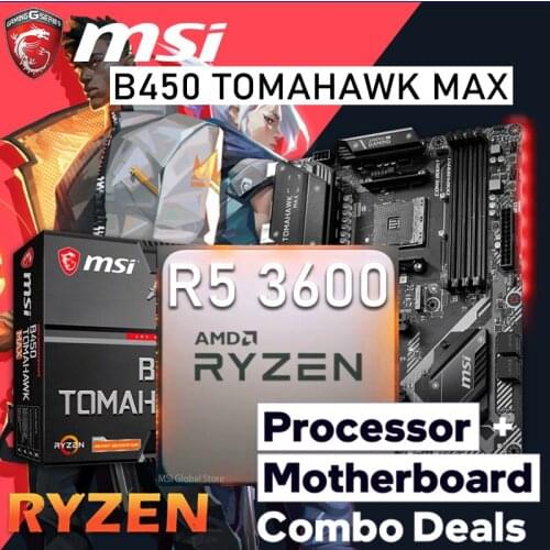 AM4 MSI B450 TOMAHAWK MAX AMD Ryzen 5 3600 Combo Ryzen Kit AMD B450 Motherboard Suit HIFI CHIA OC Placa-mãe AM4 CrossFireX New