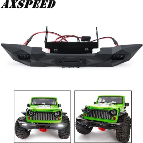 AXSPEED SCX10 Front Bumper with LED Light Set for 1:10 RC Crawler Axial SCX10 Remote Control Car Metal Bumper Parts