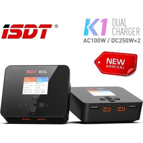 2021 NEW ISDT K1 AC 100W DC 250W/10Ax2 Dual Channel Balance Charger Discharger for Lipo LiFe LiHv Battery