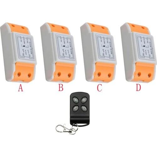 AC220V 1CH Wireless Remote Control System 1 transmitter & 4 receiver universal gate remote control /radio receiver lamp/ window