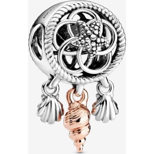 Bewill 925 Sterling Silver Hollow shell dream catcher charm Fit Original Bracelet Necklace DIY Jewelry