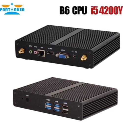 Cheap Fanless Mini PC Intel i3 7167U i5 4200Y Windows 10 Barebone System PC Unit Desktop Computer Linux HTPC VGA HDMI WiFi 6*USB