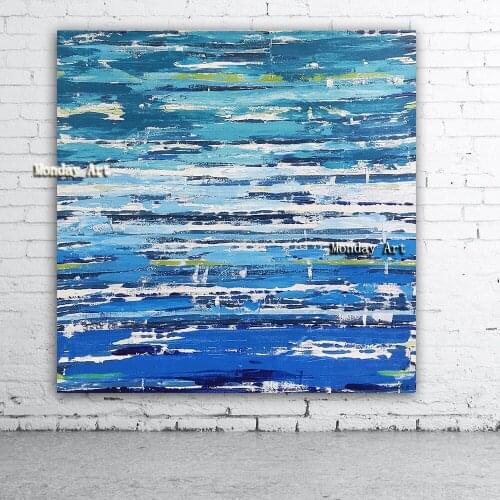 Large Size Hand painted High Quality Abstract Wall Art Oil Painting on Canvas Abstract blue Oil Painting for Living Room decora