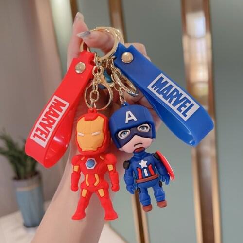 Marvel Cartoon Doll Keychain Creative Avengers Captain America Thor Epoxy Keychain Fashion Gift Couple Bag Accessories Key Chain