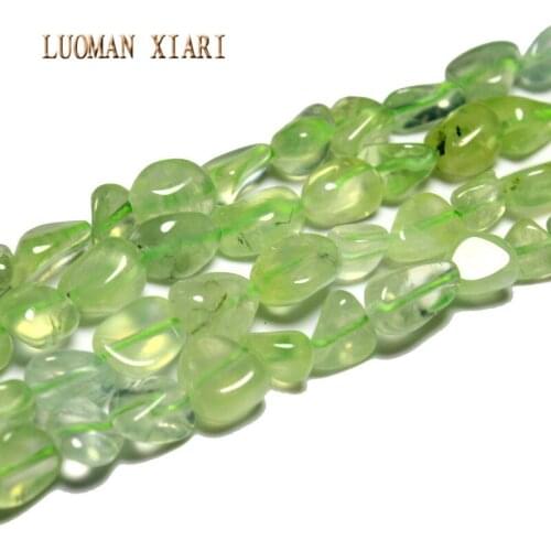 4-8mm Natural Prehnites Green Crystal Stone Beads Irregular Straight Hole For Jewelry Making DIY Bracelet Necklace Strand 15