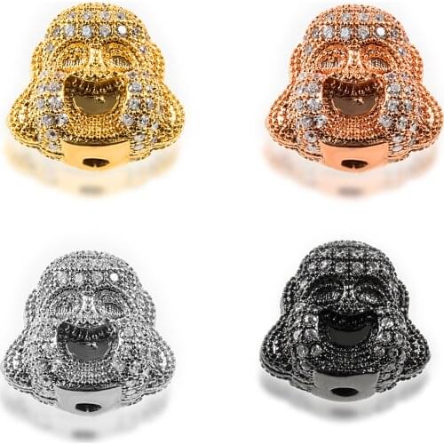 NEW Gold Silver Color CZ Buddha Head Beads for Jewelry Making DIY Handmade Bracelet Necklace Accessoires Spacer Beads